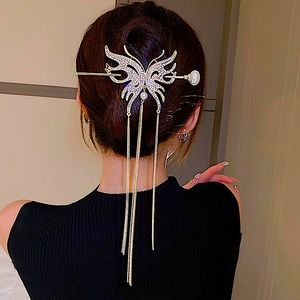 Rhinestone Gold Butterfly Hair Stick Chopsticks Hair Accessory